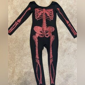 Music Legs Black Jumpsuit with Red Skeleton Print